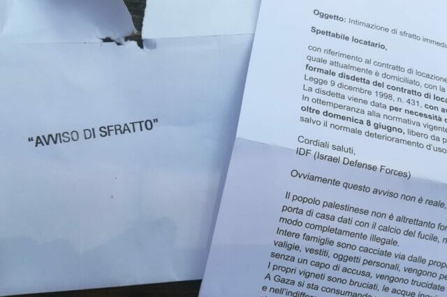 Mille lettere di sfratto ai cittadini beneventani: l’iniziativa pro Palestina del collettivo “Hurriya” – NTR24.TV