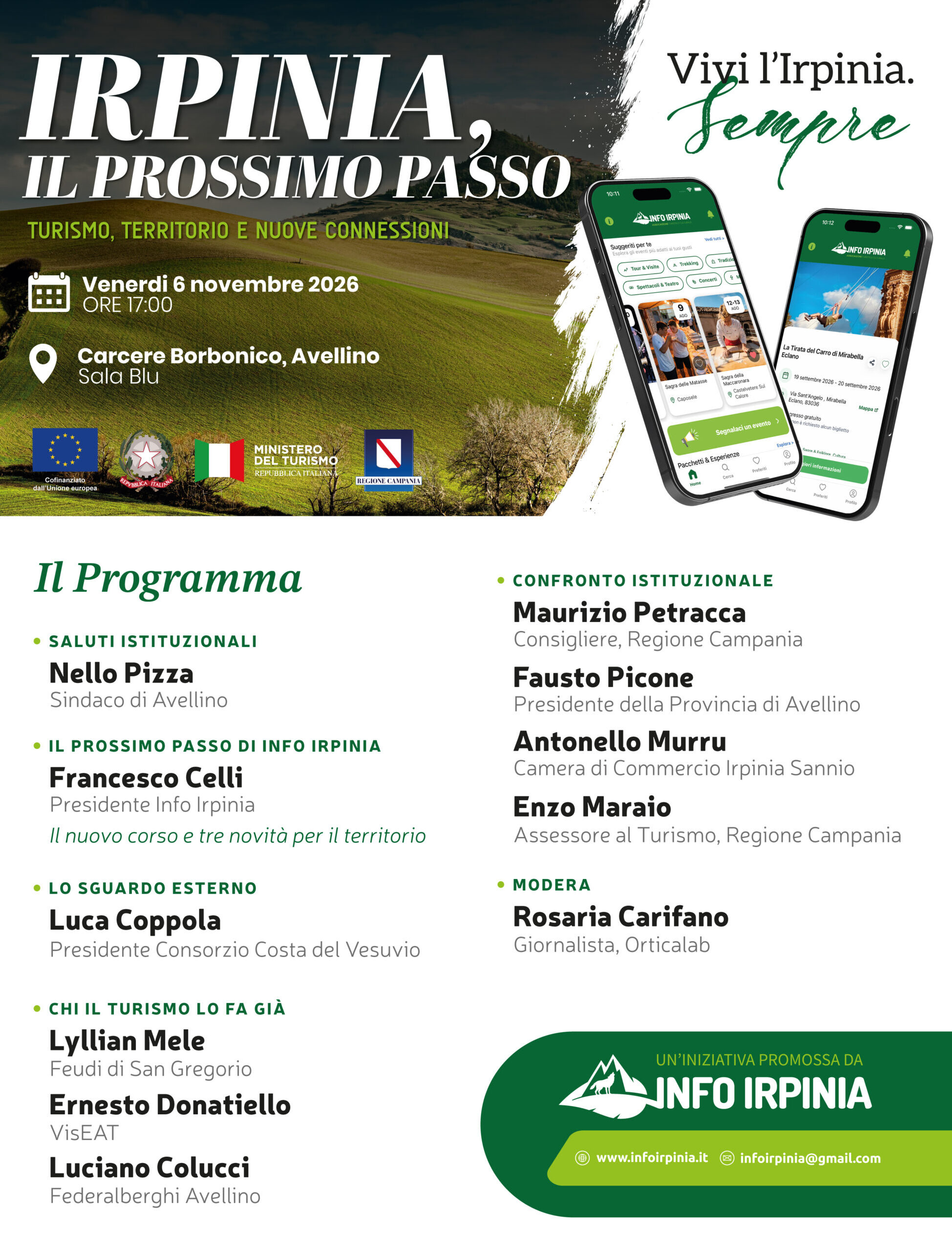 il 6 novembre ad Avellino un invito al mondo del turismo irpino