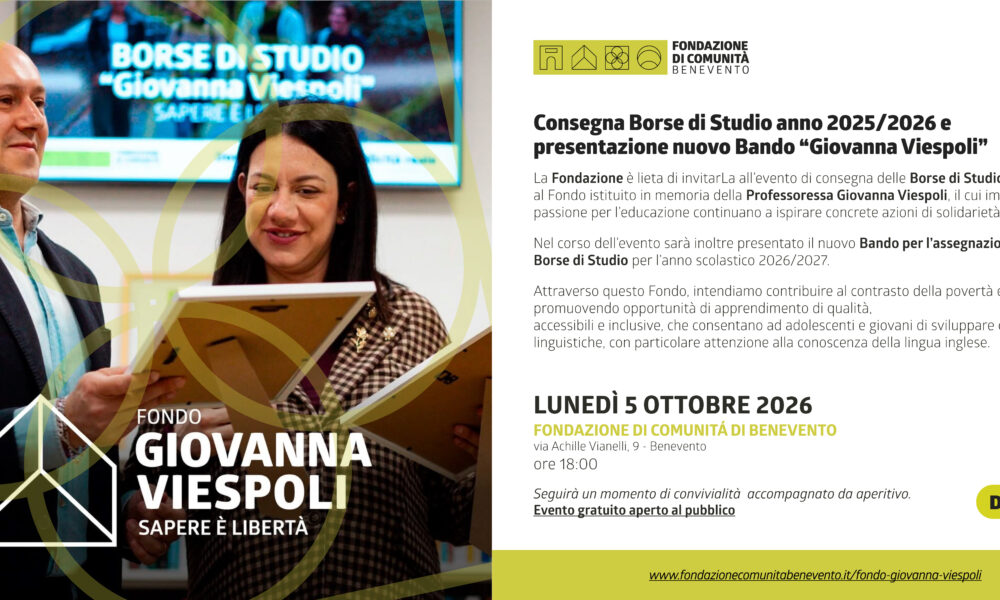 Borse di studio del Fondo “Giovanna Viespoli”: lunedì consegna degli attestati e presentazione del nuovo bando – NTR24.TV